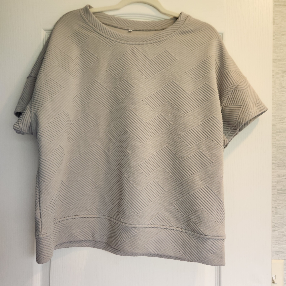 Gray Textured Women's Blouse Size L Euc